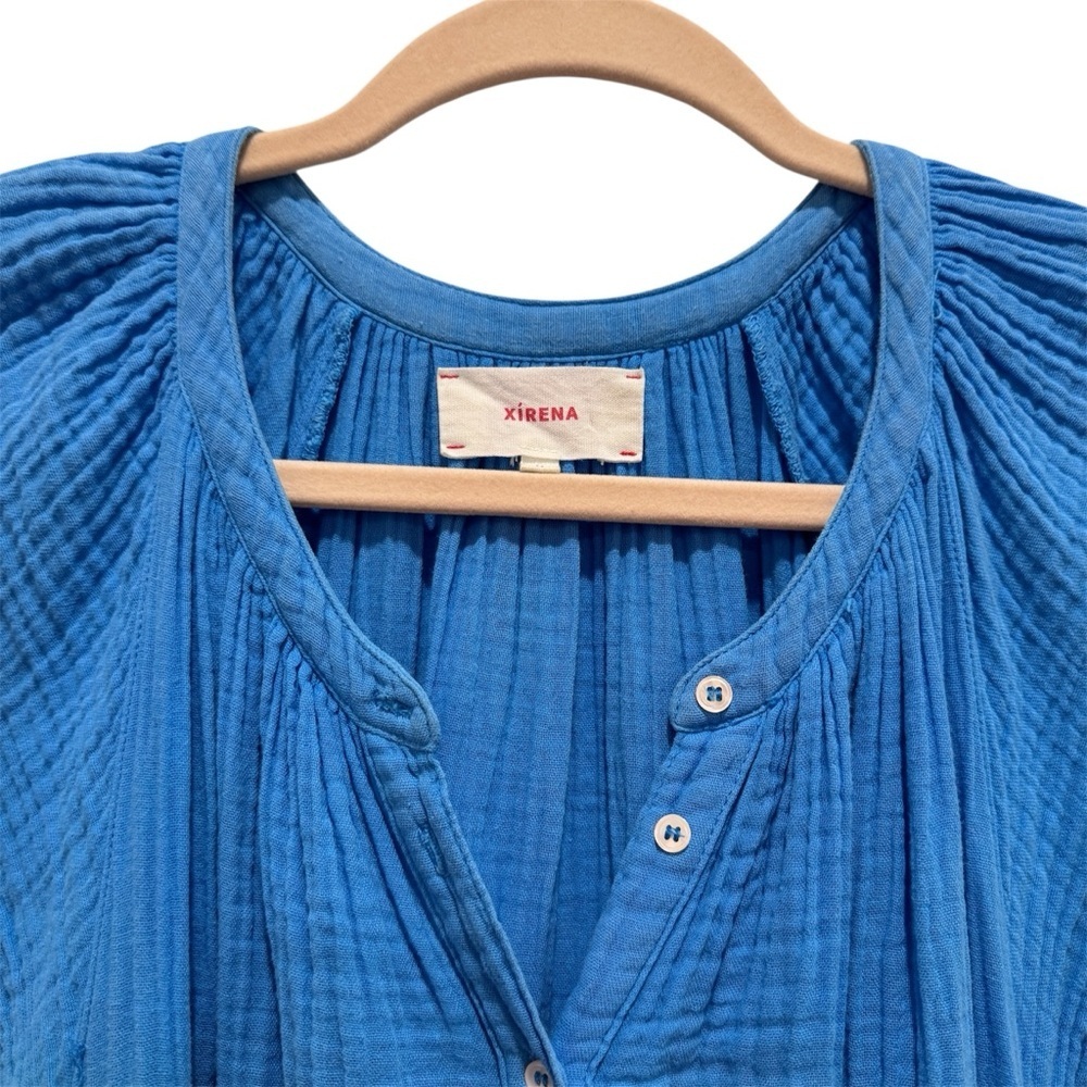 Xirena Jude Mini Dress in Acqua Cotton Gauze Belted Boho Casual Blue Sz M - Picture 11 of 16